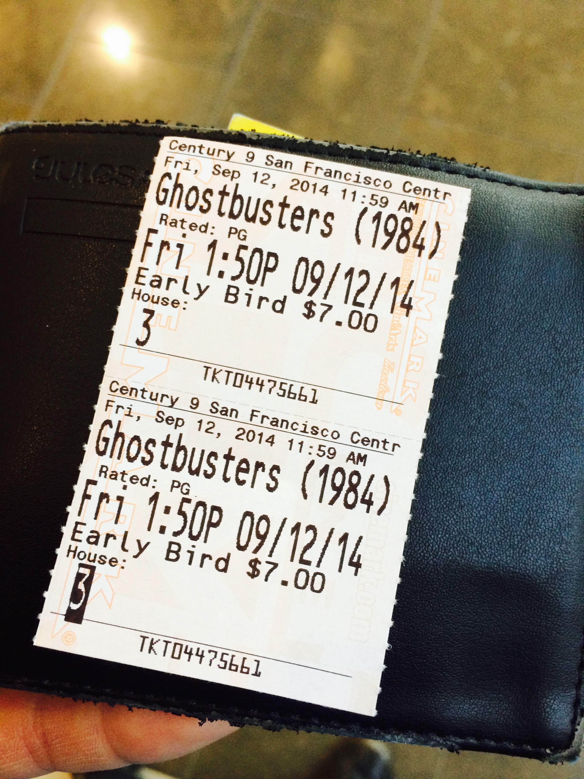 Ticket de cinéma à San Francisco pour la projection spéciale des 30 ans de Ghostbusters