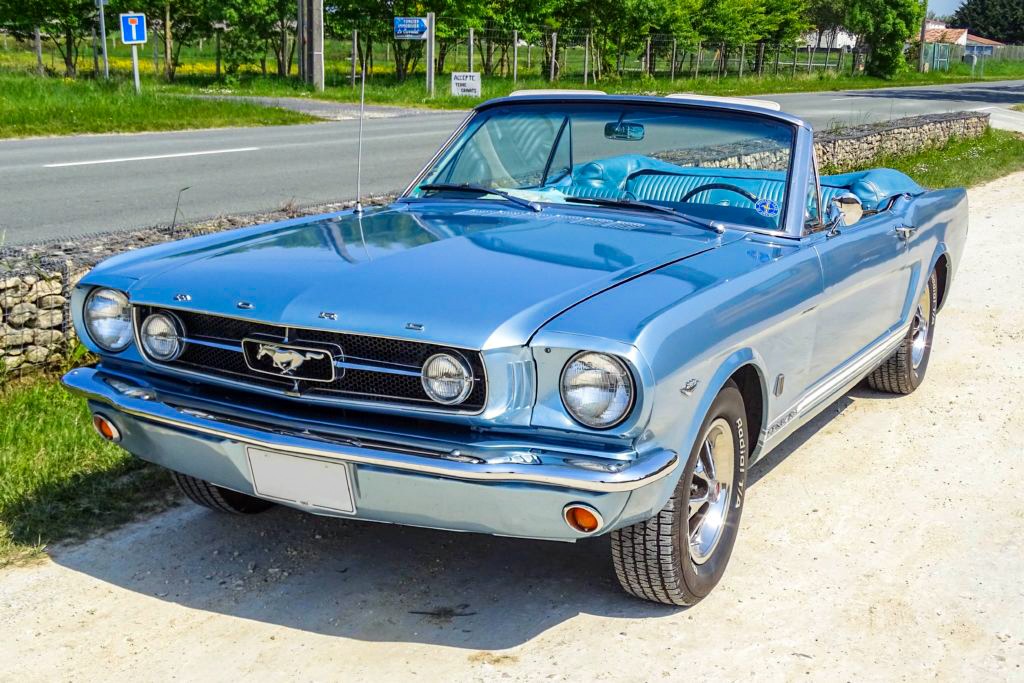 Mustang cabriolet 1965 Silver Blue vue avant