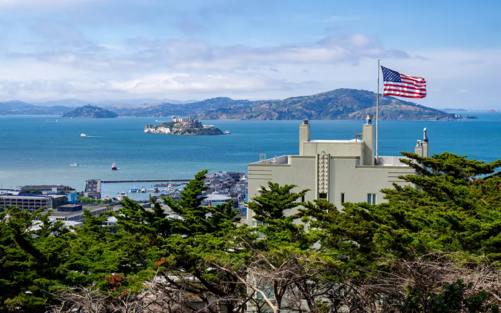 View of Alcatraz from the Coit Tower.