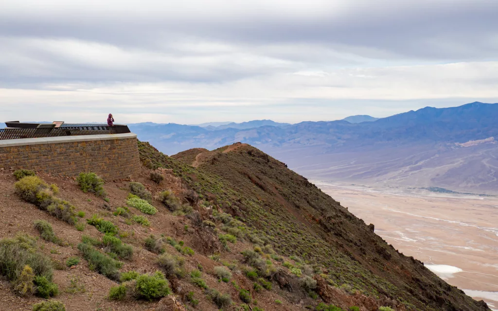 Sarah admires the Black Mountains and enjoys the moment at Dante's View.