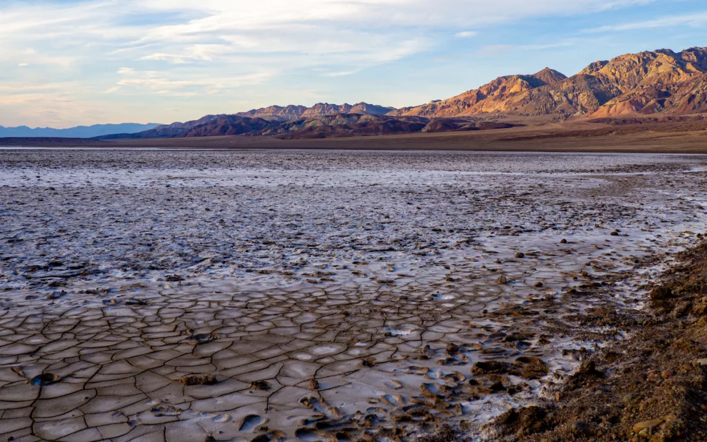 Badwater Basin, the salt water is not toxic, but it doesn't quench your thirst.