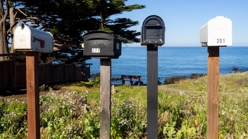 A few mailboxes along the Pacific Coast Highway.