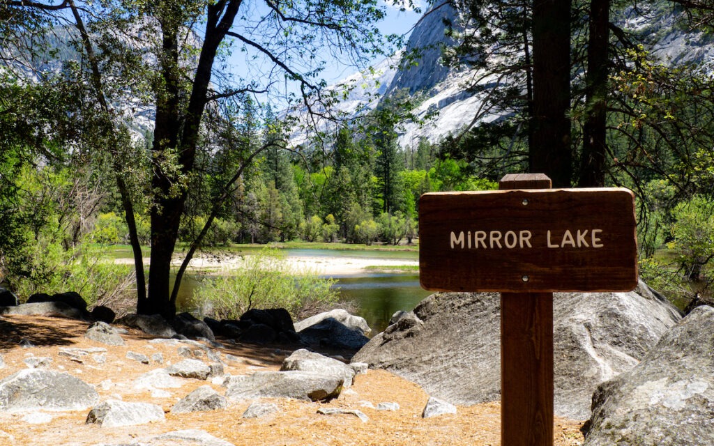 A photo taken at Mirror Lake in Yosemite National Park during our stay.
