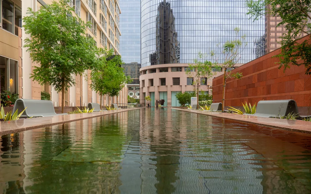 Pond in front of the Los Angeles Museum of Contemporary Art.