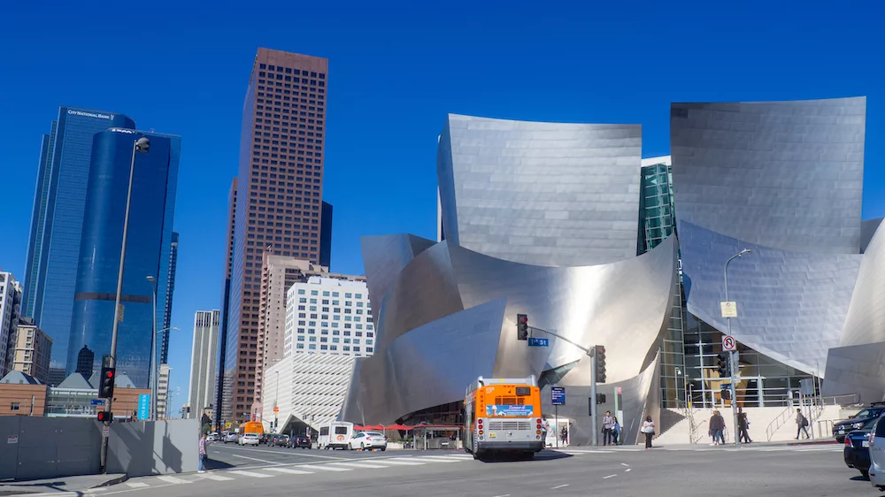 On our way to City Hall, we pass the Walt Disney Concert Hall.