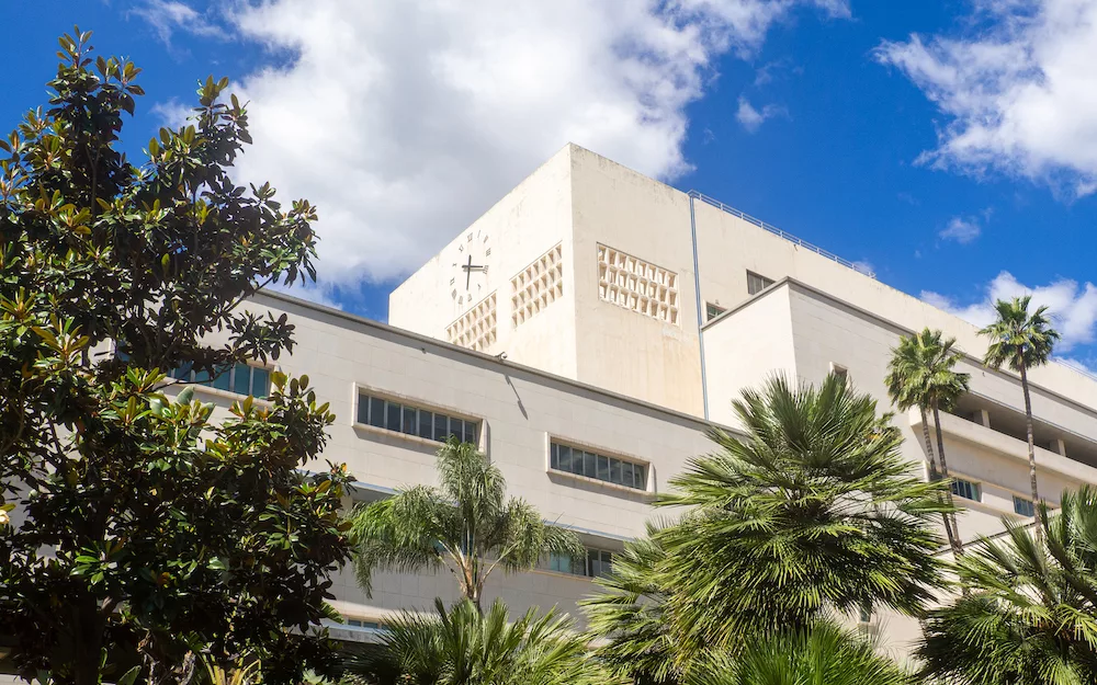 Part of the building housing the Los Angeles Times. Note the clock showing the time passing!