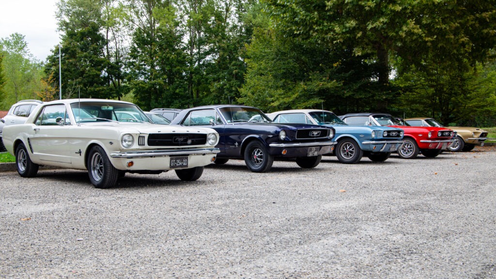 Mustang 1966 avec d'autres Mustang anciennes – sortie Mustang anciennes Rhône-Alpes, 271 km parcourus