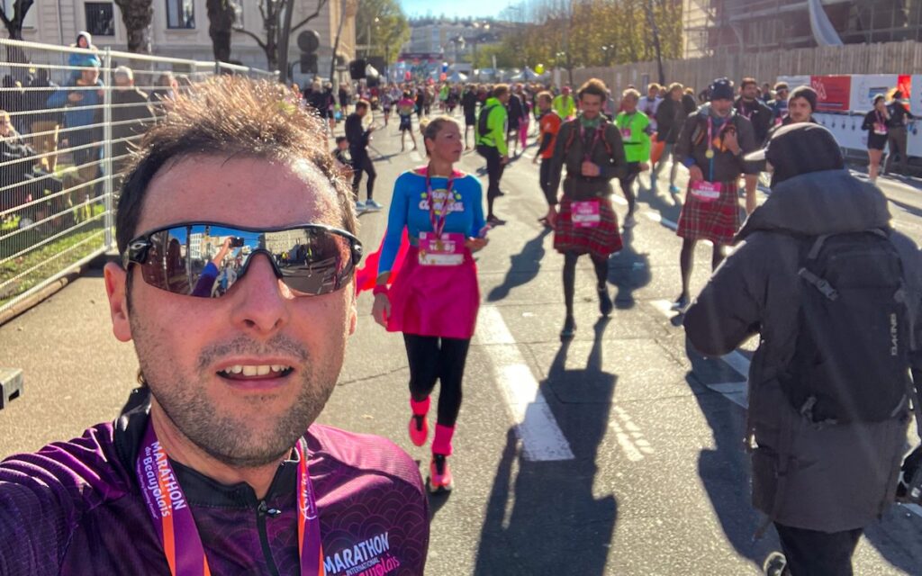 À l'arrivée du Semi Marathon du Beaujolais !