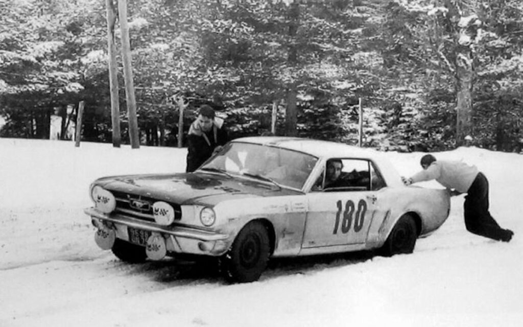 Mustang 180 Monte Carlo 1965 neige Anquetil Geminiani