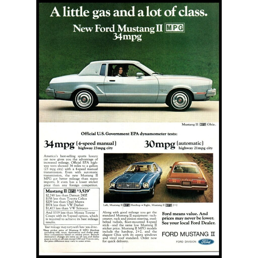 Publicité de 1976 promettant "A little gas and a lot of class"