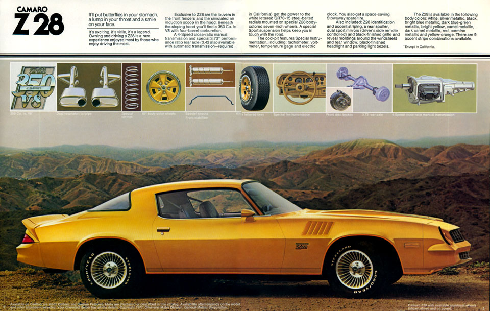 Brochure présentant la Chevrolet Camaro Z28 de 1978.