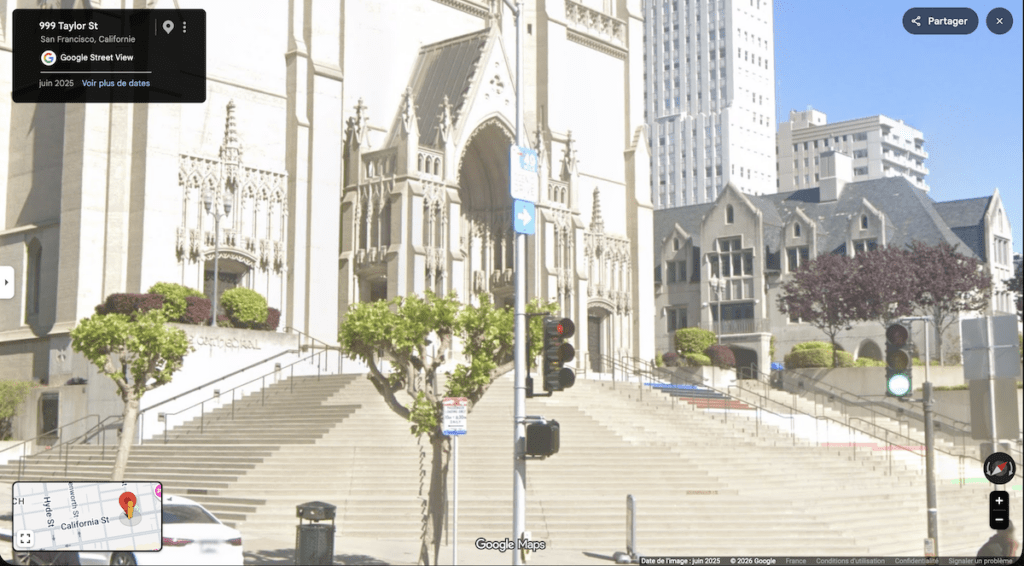 Grace Cathedral vue depuis Google Street View.