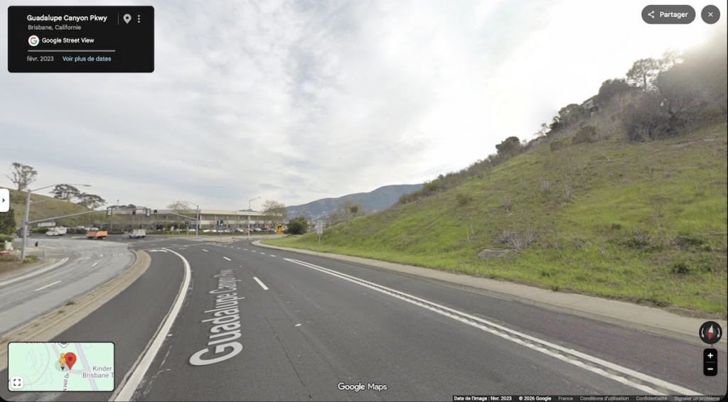 L'emplacement de l'explosion finale à Brisbane vu depuis Google Street View.