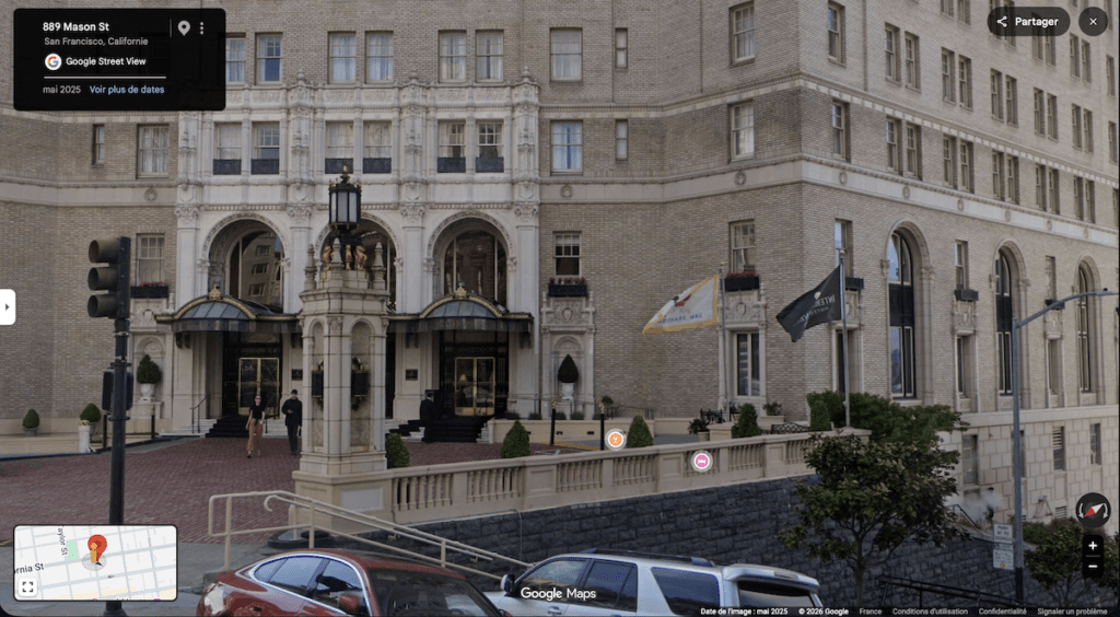 Le Mark Hopkins Hotel vu depuis Google Street View.
