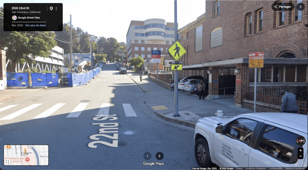 La sortie du San Francisco General Hospital sur la 22nd Street vue depuis Google Street View.
