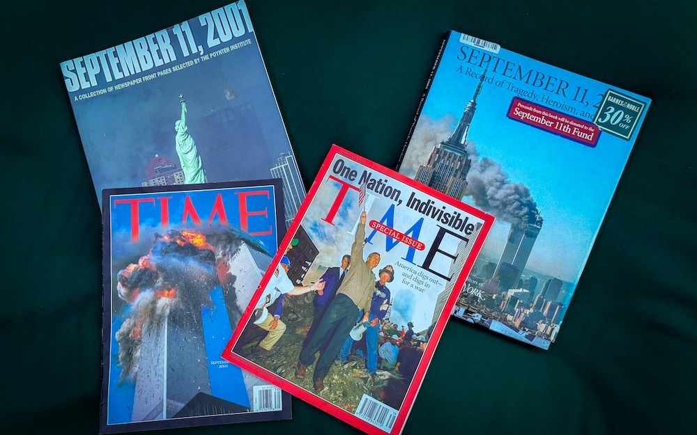 Les magazines et ouvrages consacrés aux attentats publiés après le 11 septembre : TIME, New York Magazine et recueils de presse.