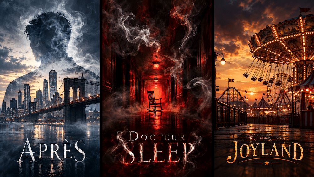 Image générée par IA reprenant les trois livres de Stephen King que je conseille de lire au mois d'octobre, en préparant Halloween.